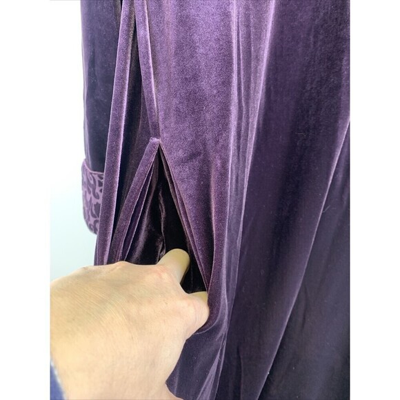 Adonna Robe Lounger Velvet Velour Purple Soft Half Zip Collared Long Women Small - Picture 7 of 15